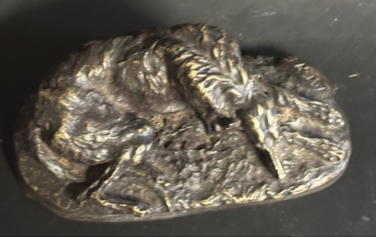 Pierre Jules MÈNE Bronze LÉVRIER COUCHÉ Sculpture chien 19e signée-photo-4