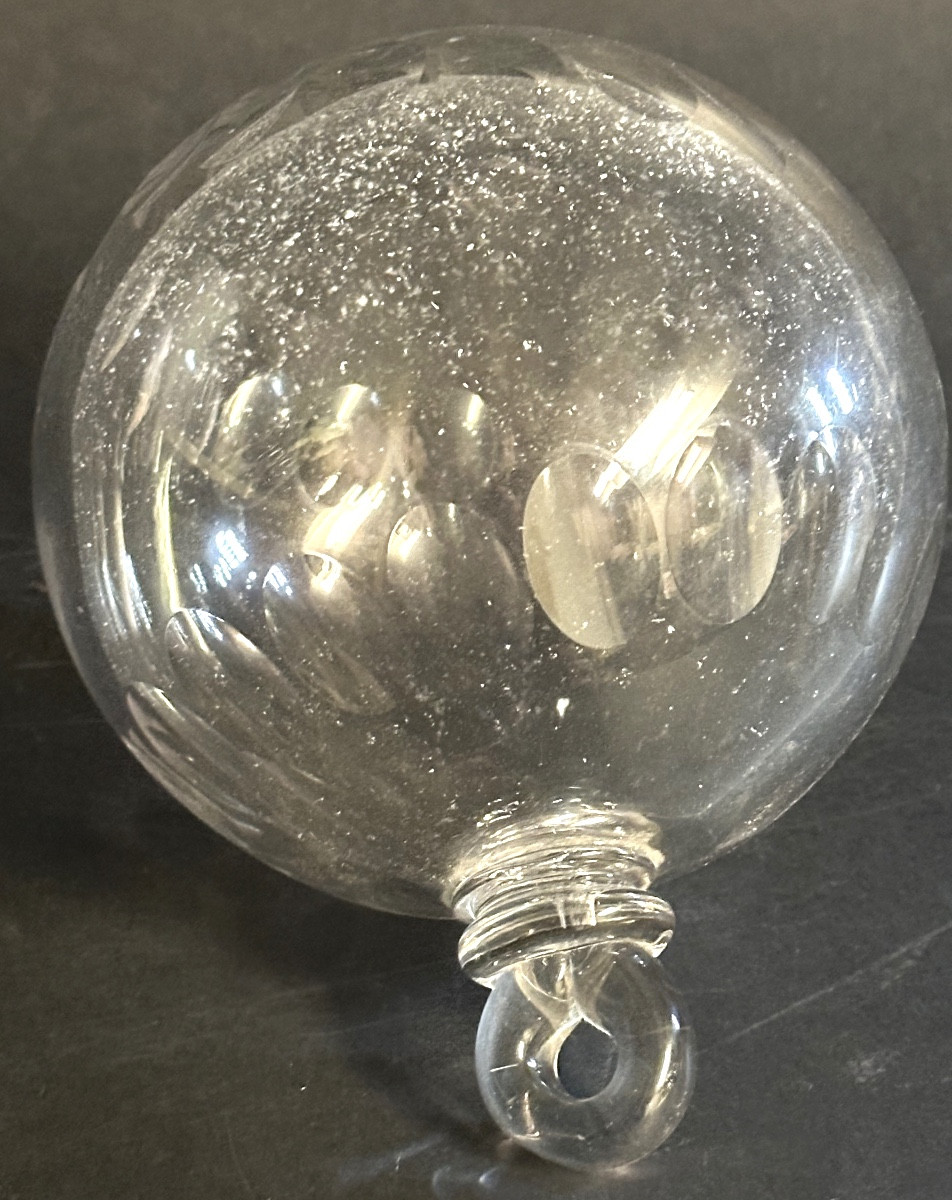 Importante boule de lustre en cristal de BACCARAT XIXe facetée et taillée-photo-2