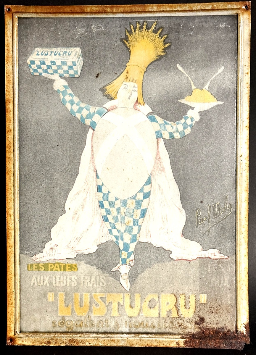 Rare Tin Sign Lustucru Pasta 1920 Cartier Millon Grenoble Advertisement Paul Mohr Lithograph