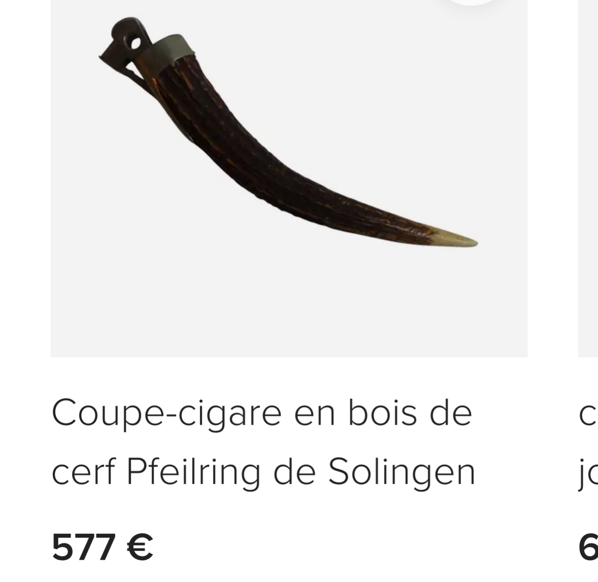 COUPE CIGARE signé en andouiller et acier Style Forêt-Noire corne de cerf 27 cm-photo-5