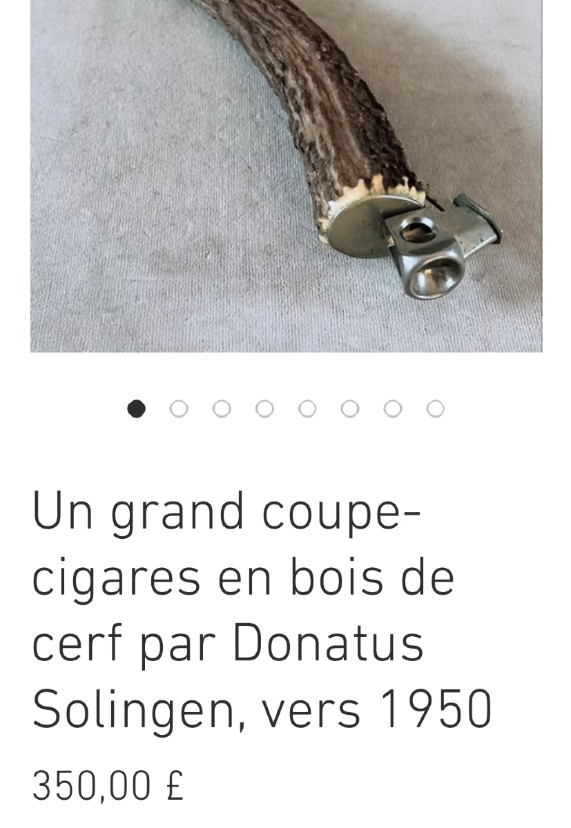 COUPE CIGARE signé en andouiller et acier Style Forêt-Noire corne de cerf 27 cm-photo-6