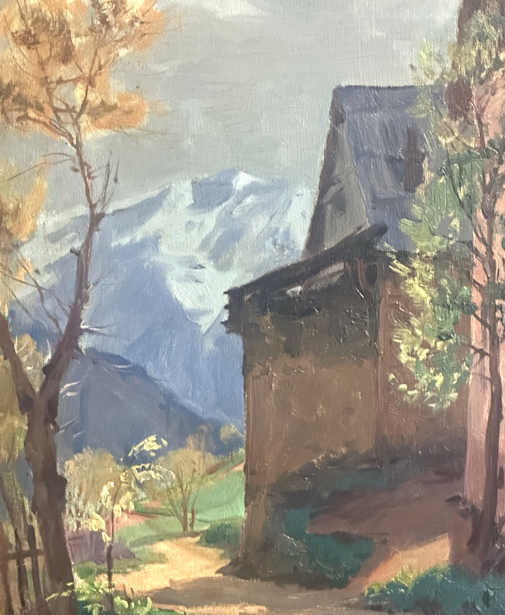 Hippolyte MOUTHIER 1880-1975 huile TAILLEFER 1934 Huez massif des Écrins Belledonne montagne -photo-2