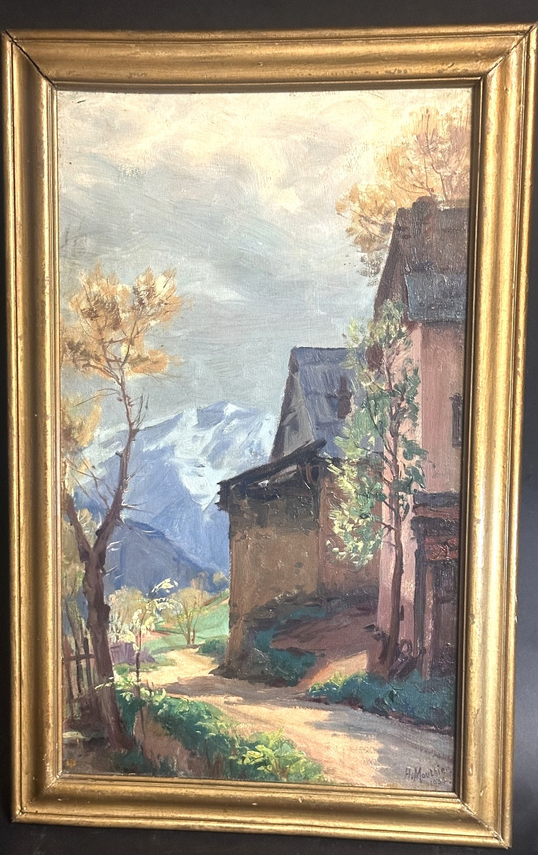 Hippolyte MOUTHIER 1880-1975 huile TAILLEFER 1934 Huez massif des Écrins Belledonne montagne 