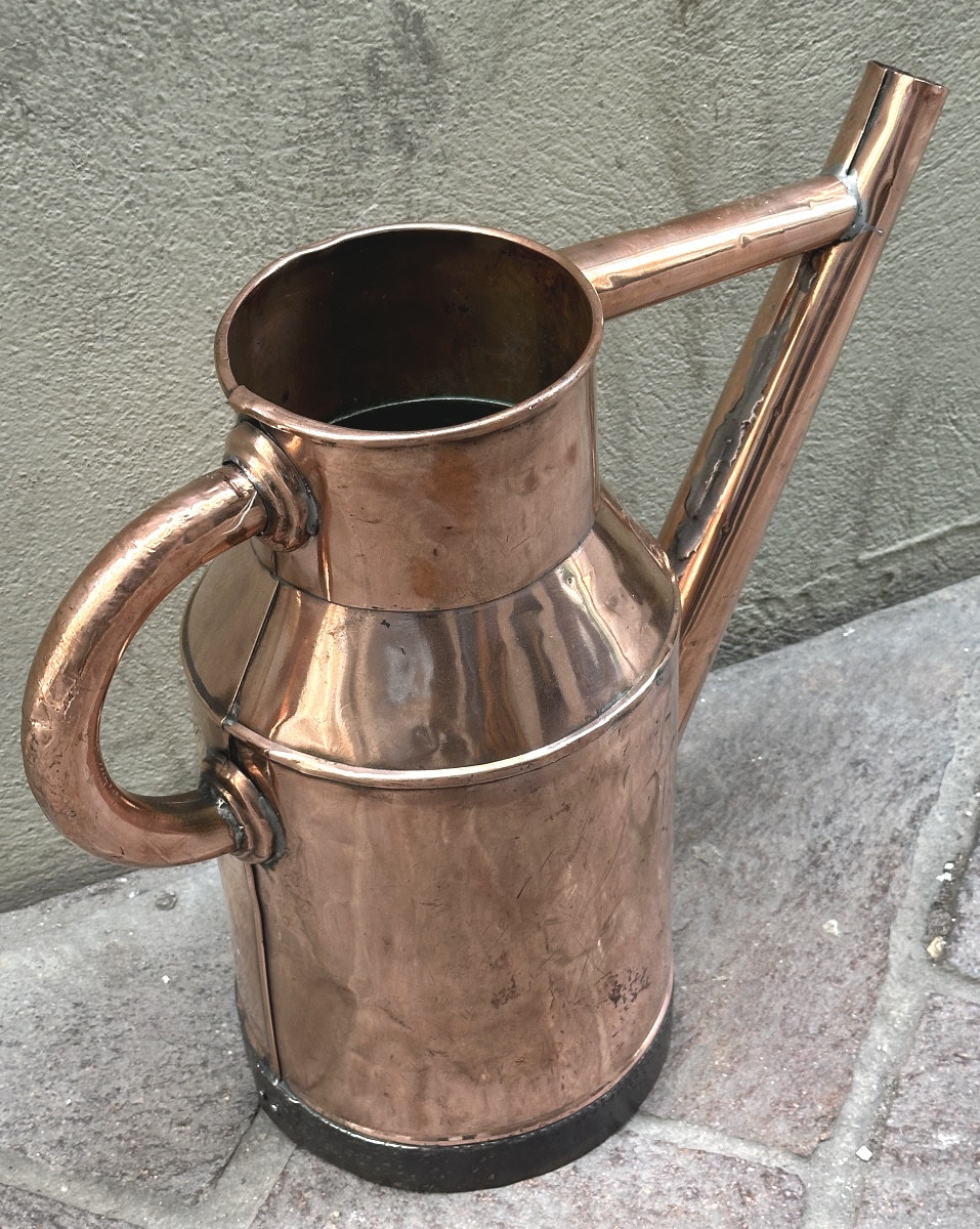 Antique 19th-century Copper Gardener's Watering Can In Very Good Condition.-photo-4