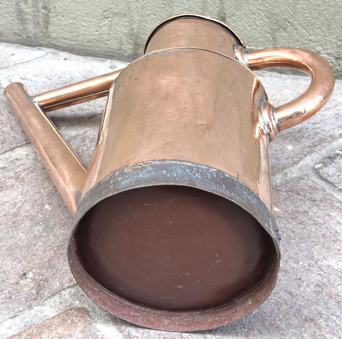Antique 19th-century Copper Gardener's Watering Can In Very Good Condition.-photo-3