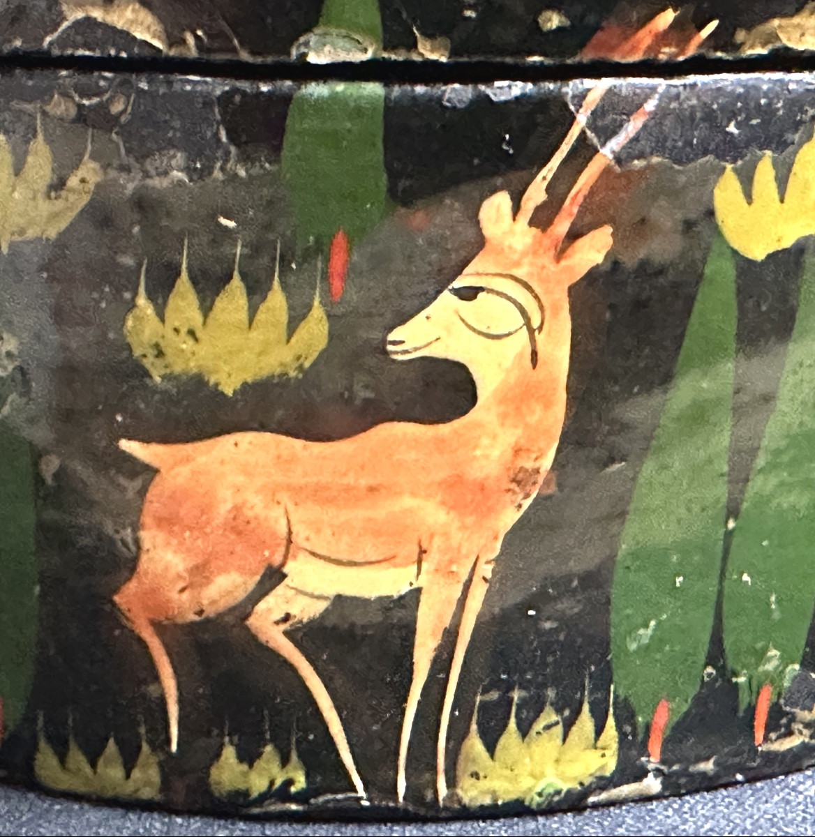 Boîte KADJAR XIXe en papier mâché Perse Iran Qajar -photo-3