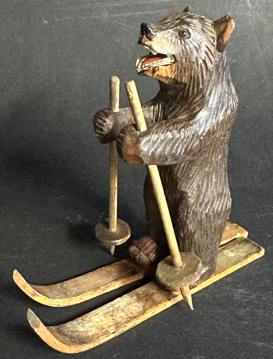 Rare Skiing Bear Sculpture, Black Forest, Brienz, Switzerland