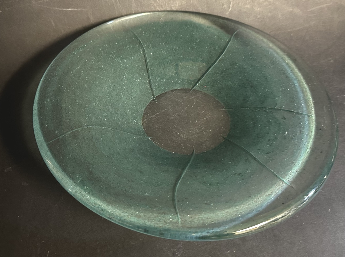 Daum Crystal And Pâte De Cristal Centerpiece/bowl, Signed 1970, Blue -photo-2