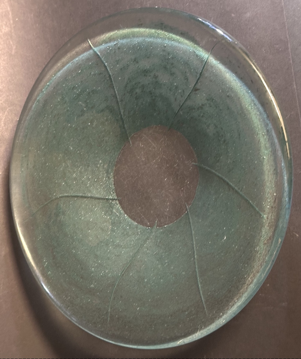 Daum Crystal And Pâte De Cristal Centerpiece/bowl, Signed 1970, Blue -photo-3