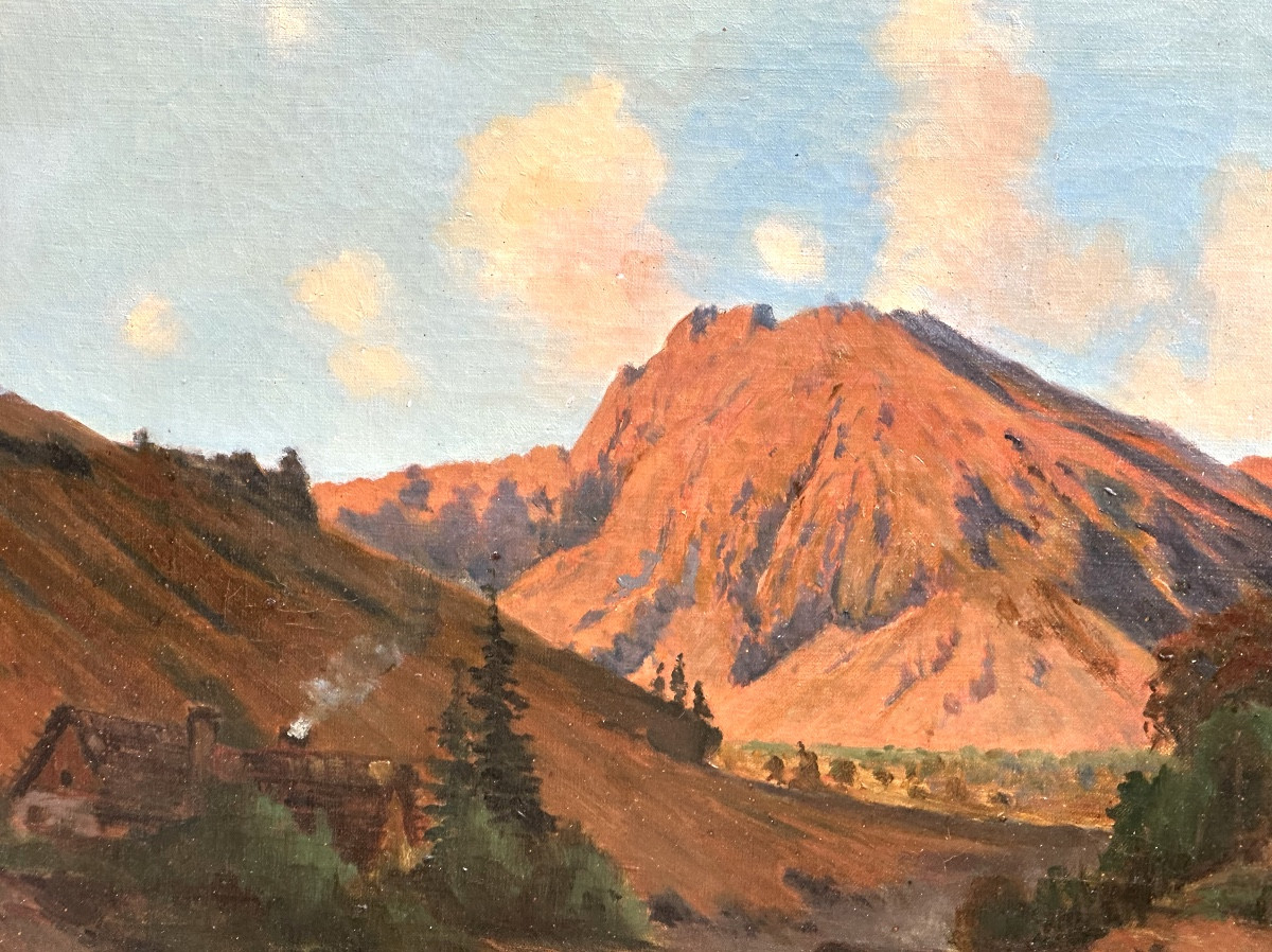 Louis GUIGUET 1861-1928 Grande huile 1893 Paysage montagneux en Briançonnais Dauphiné Alpes -photo-4