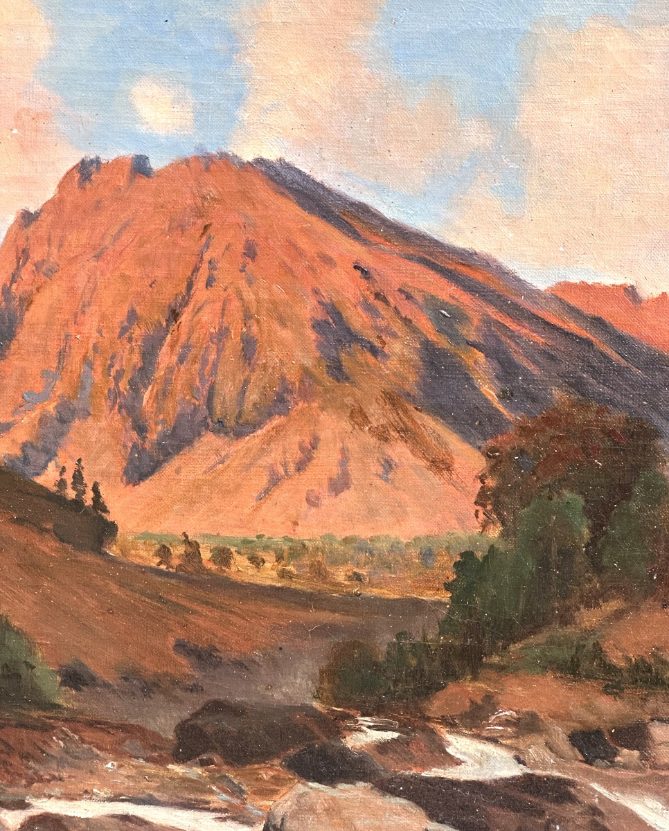 Louis GUIGUET 1861-1928 Grande huile 1893 Paysage montagneux en Briançonnais Dauphiné Alpes -photo-1