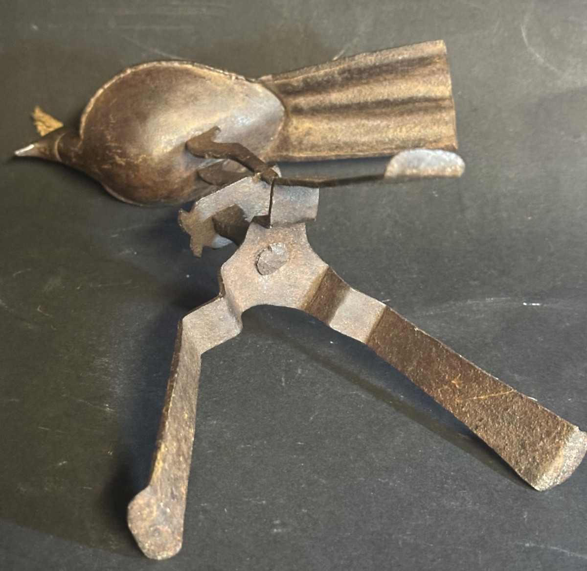 Antique Wrought Iron Bird Oil Lamp From Nepal -photo-1