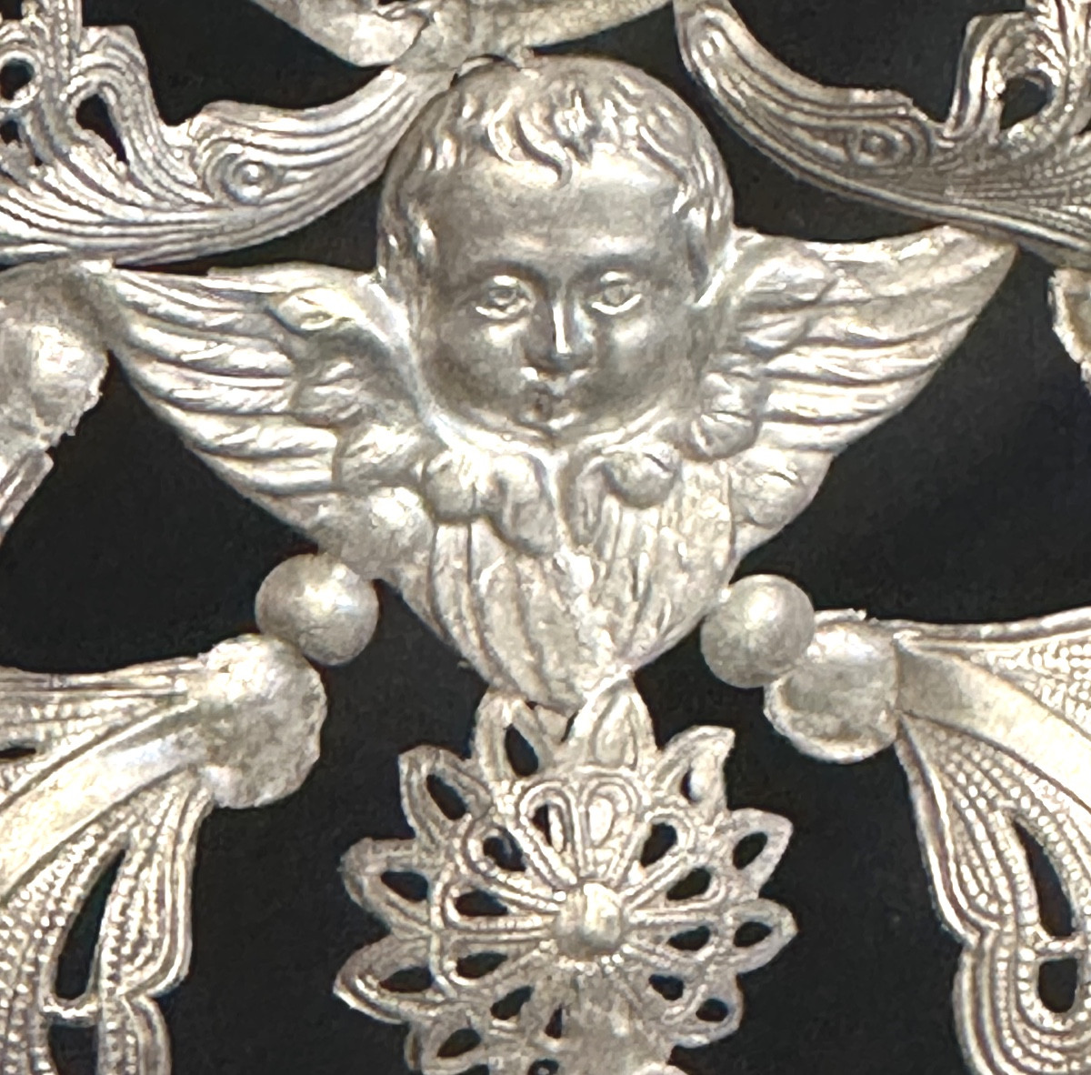 Very Large 37cm Silver Heart-shaped Angel Ex-voto Unhallmarked Valentine's Day Love Ex-voto-photo-2