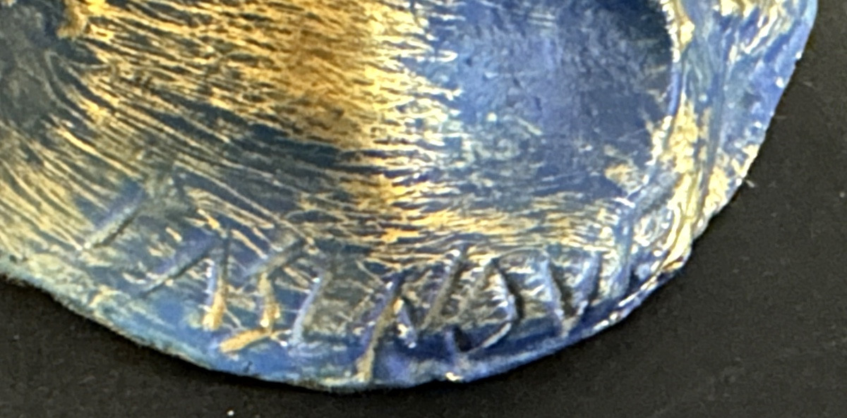 Pierre CASENOVE bougeoir en bronze doré et patine bleue Signé oiseau Fondica-photo-4