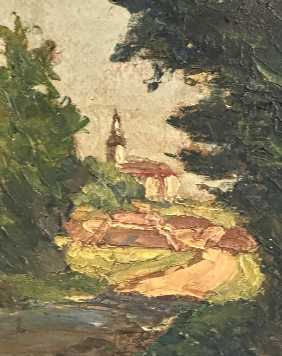 Oil Painting, Signed? Village In Savoy, 1925. Provenance: Galerie Saint-louis, Chambéry