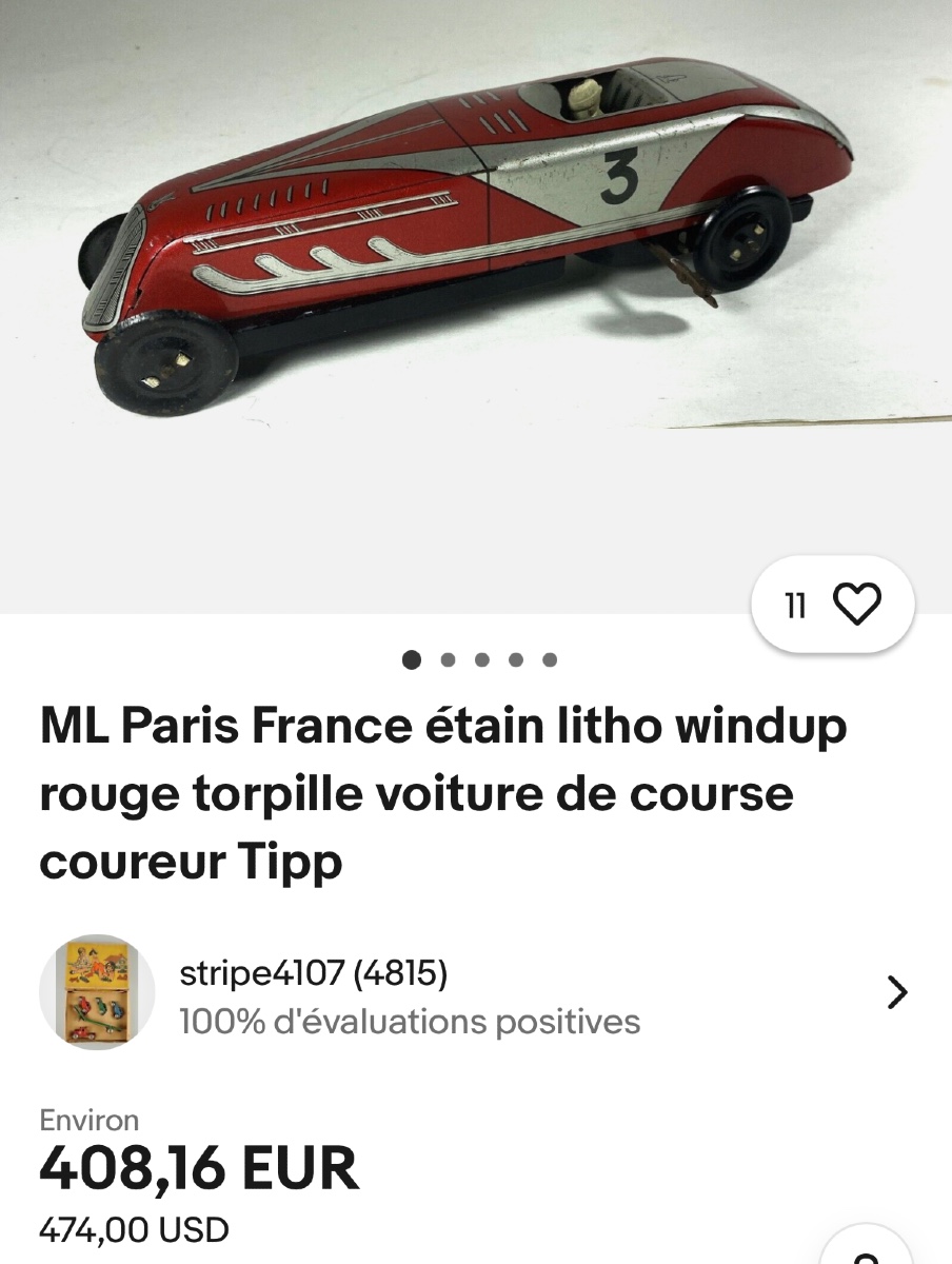 Ml Mechanical Racing Car No. 3 In Lithographed Tinplate 1930 Martinan And Larnaude Toy /23-photo-6