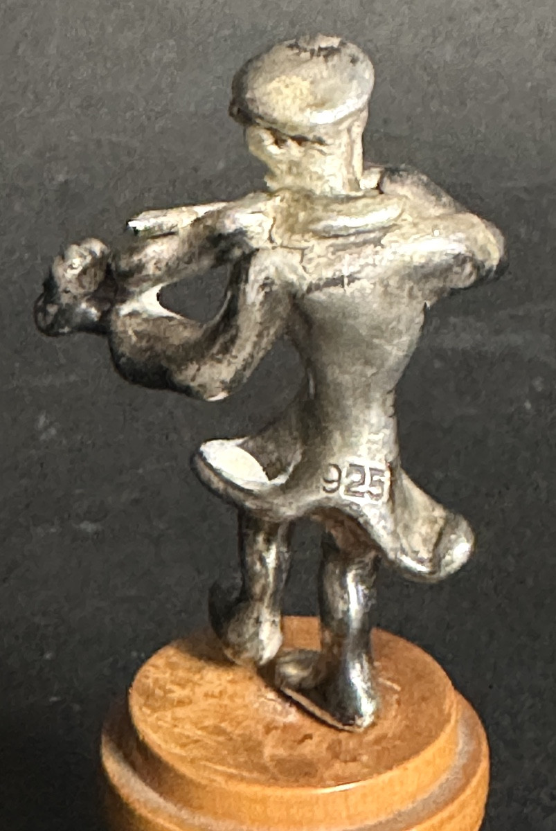 Dancing Violinist In 925/1000 Silver, Ben Zion Israel Judaica Sculpture-photo-4