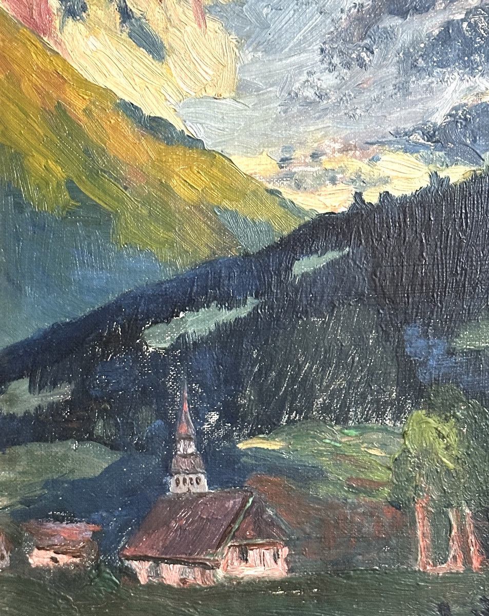 P. Vernin Oil 1931 Mont Blanc La Meije Alpes Mountain Grenoble /1-photo-4