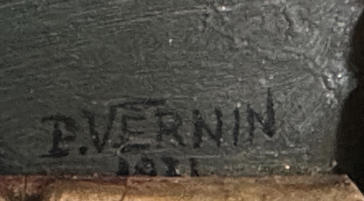 P. Vernin Oil 1931 Mont Blanc La Meije Alpes Mountain Grenoble /1-photo-1