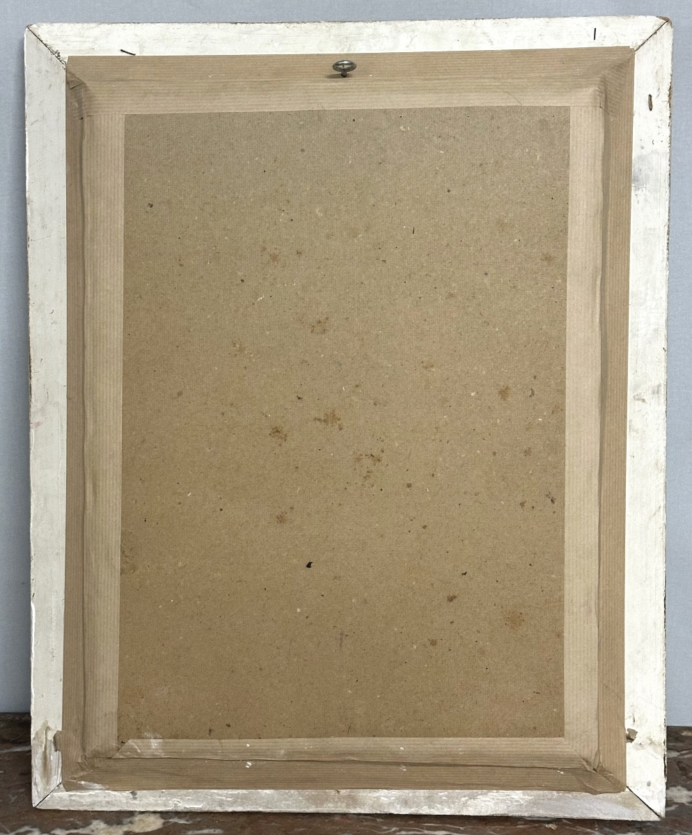 Antique Mirror With Seashells And Rhinestones. A Curiosity From Around 1950, In Good Condition.-photo-3