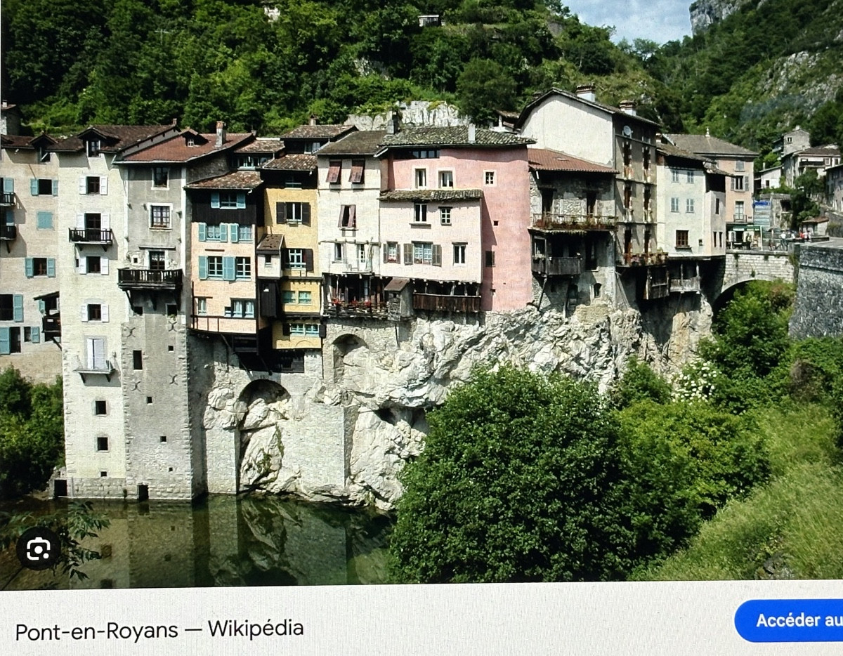 P. Vernin Oil Painting 1931 Pont En Royans Hanging Houses La Bourne Vercors Isère Alps /2-photo-3