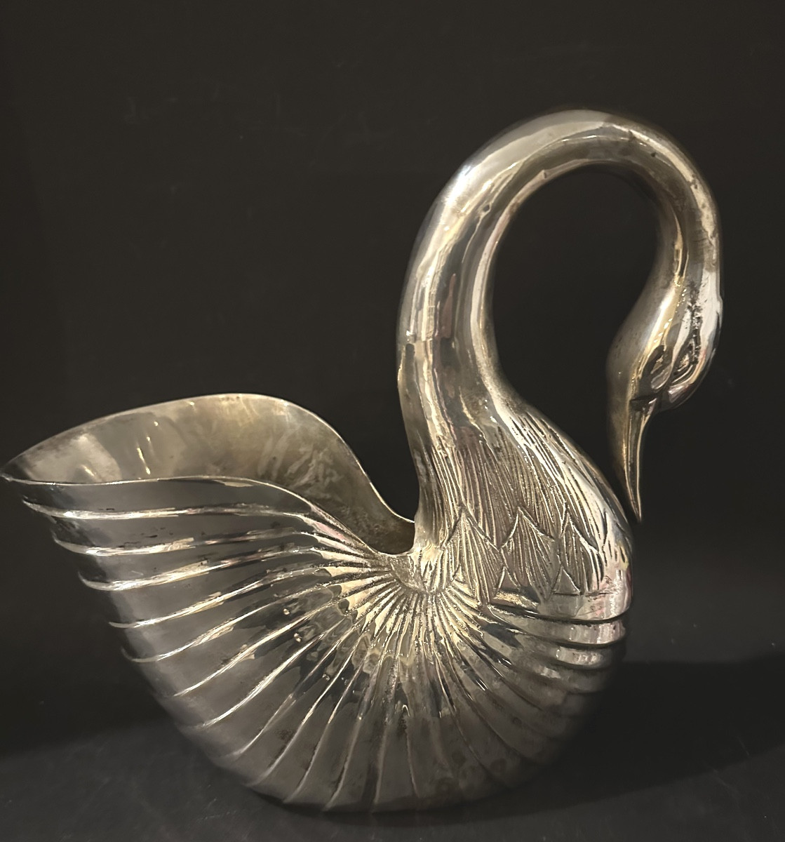 Elegant Cygnus Champagne Bucket/cooler/bottle Holder In Nickel-plated Metal -photo-3