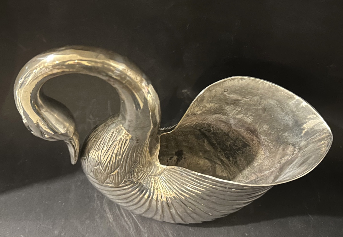 Elegant Cygnus Champagne Bucket/cooler/bottle Holder In Nickel-plated Metal -photo-4