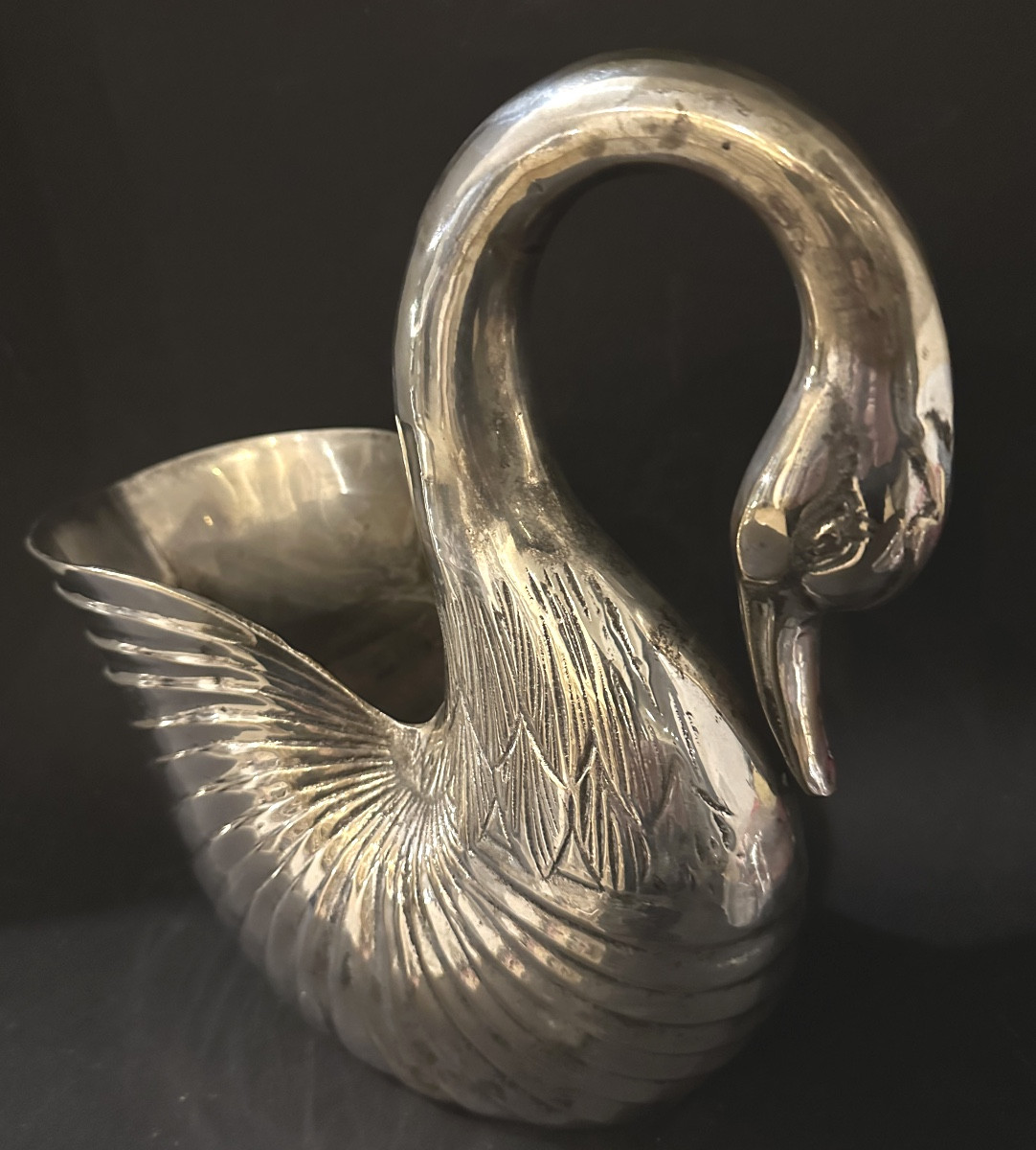 Elegant Cygnus Champagne Bucket/cooler/bottle Holder In Nickel-plated Metal -photo-1