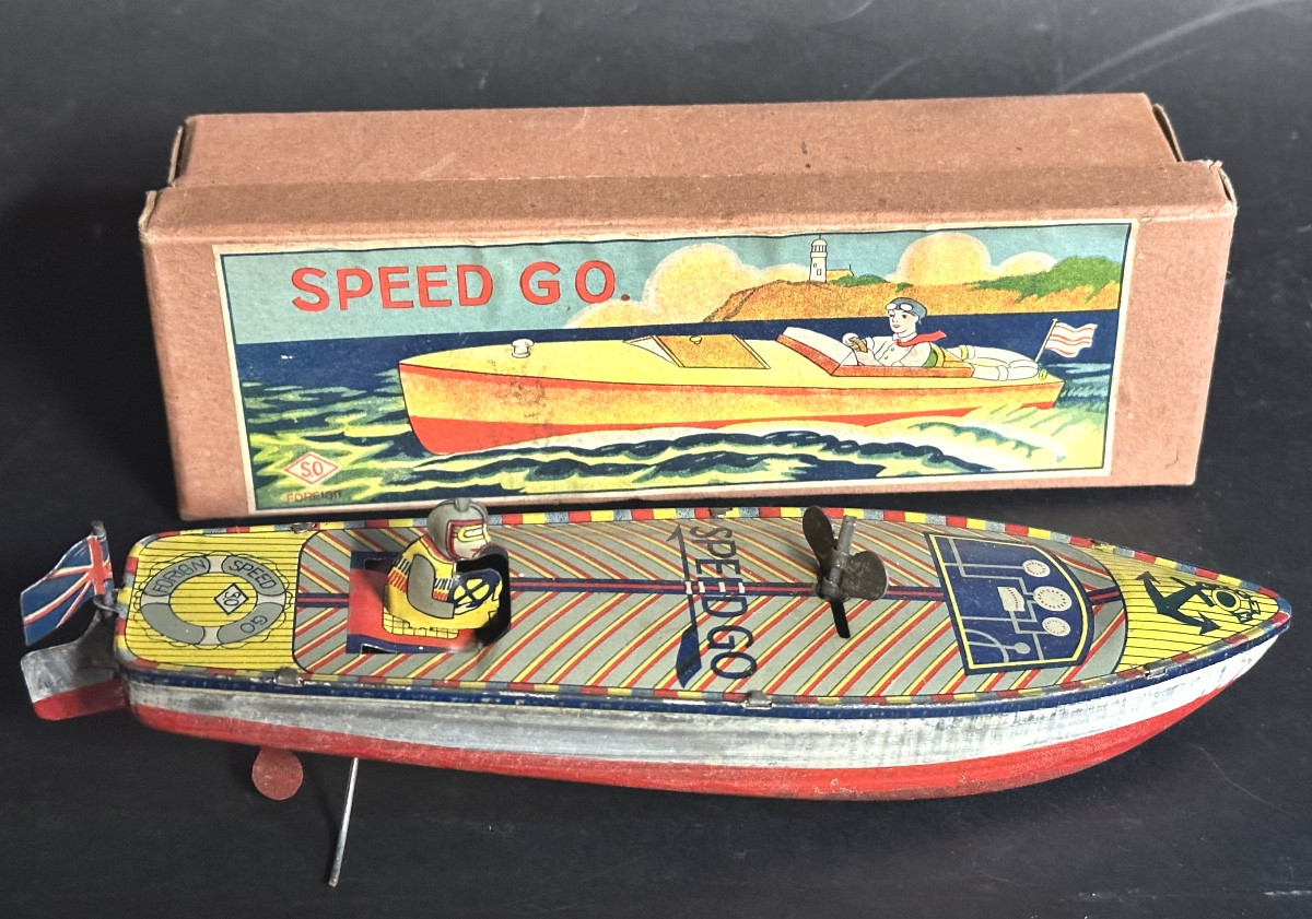 Très rare Speed Go Japon SO 1930 à clef en tôle lithographiée Jouet /24-photo-2