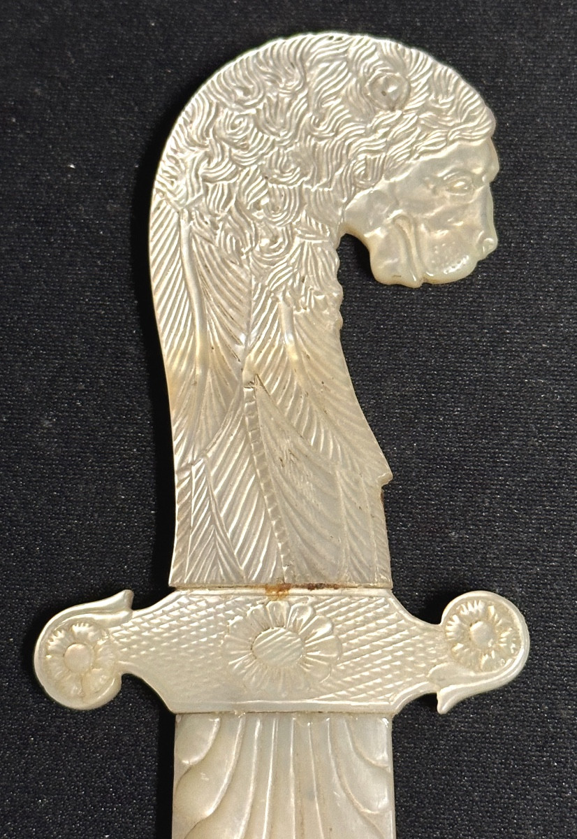 19th Century Mother-of-pearl Lion's Head Paper-cutter Based On An Antique Design-photo-2