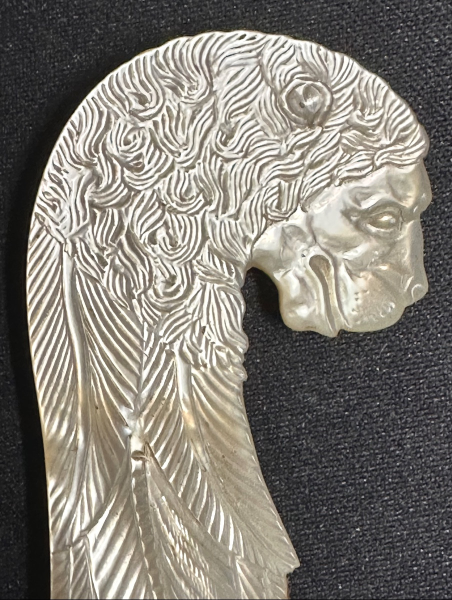 19th Century Mother-of-pearl Lion's Head Paper-cutter Based On An Antique Design-photo-3