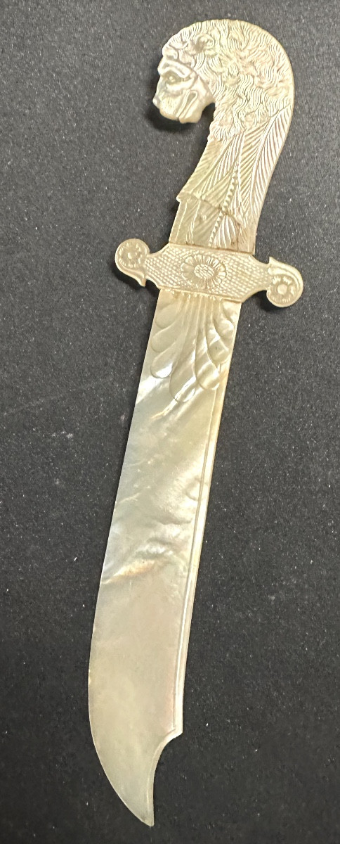 19th Century Mother-of-pearl Lion's Head Paper-cutter Based On An Antique Design-photo-4