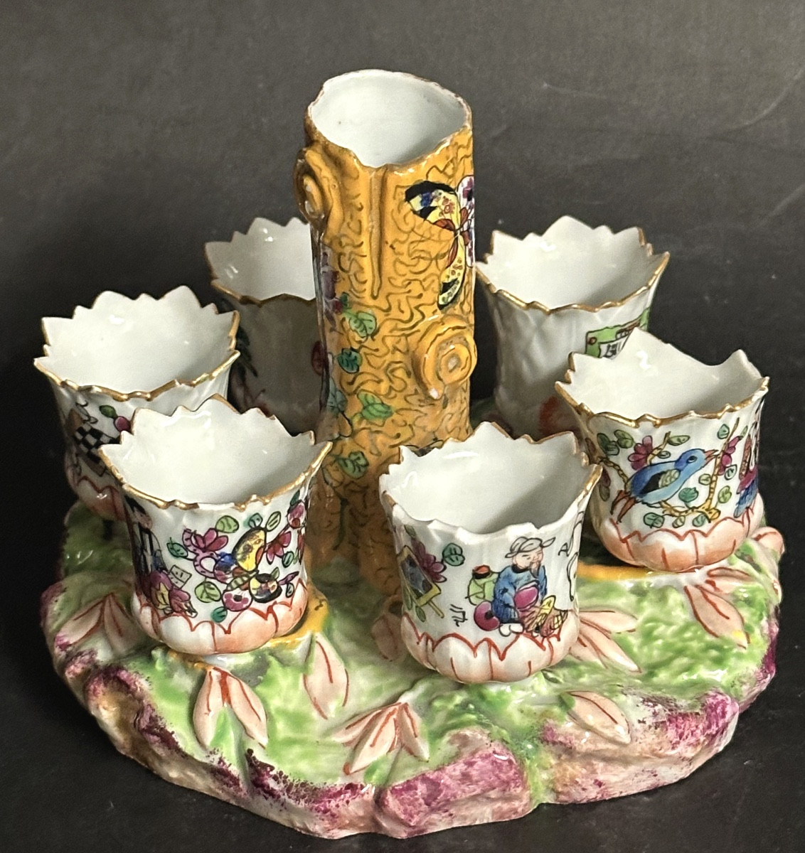 Chine Présentoir service à œufs en porcelaine polychrome coquetier-photo-2