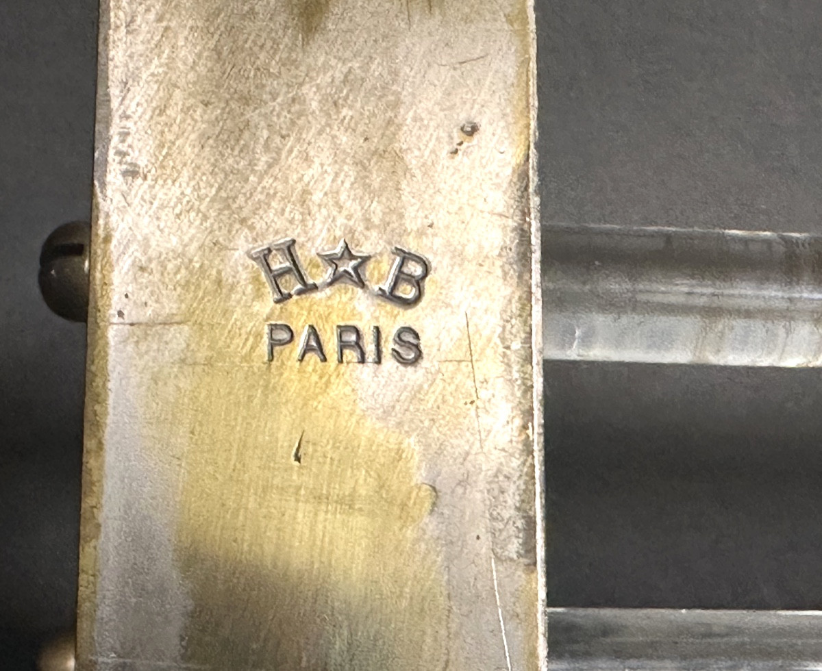 1900 Towel Rack In Brass And Glass Tubes Signed H*b Paris In Very Good Condition.-photo-4