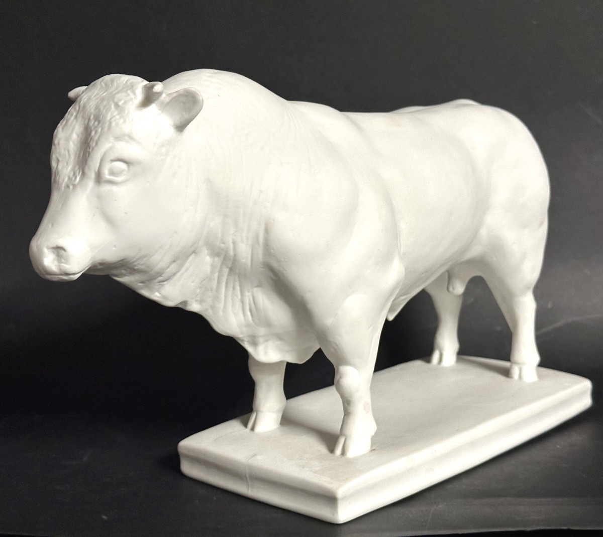 Important BŒUF Art Deco signé C. COUTY en biscuit de porcelaine Collection Agriculture-photo-3