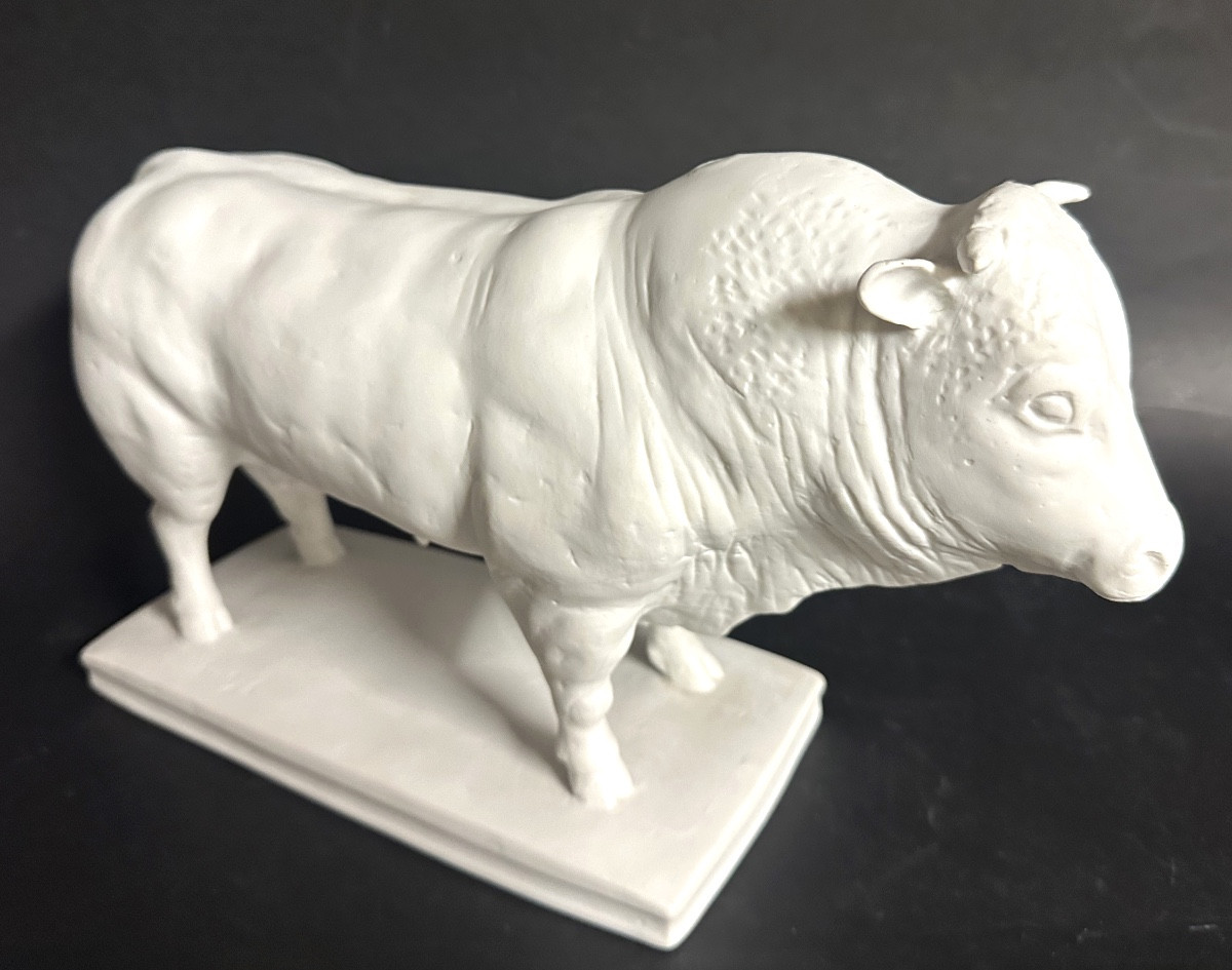 Important BŒUF Art Deco signé C. COUTY en biscuit de porcelaine Collection Agriculture-photo-6