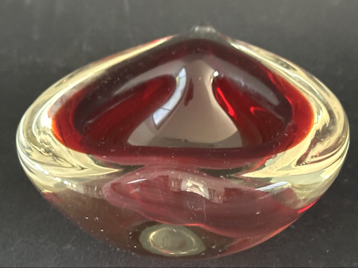 Murano Blown Glass Heart Pocket Tin Red 1960 Amour Saint-valentin In Very Good Condition-photo-4
