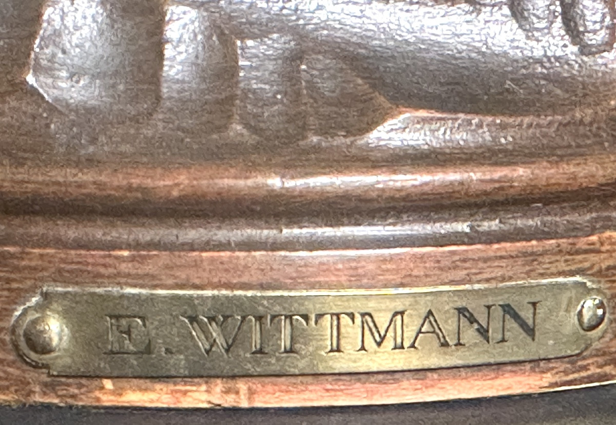 Ernest Wittmann For Mougin Nancy Stoneware On Sculpted Base 1910 Walking Man /1-photo-3