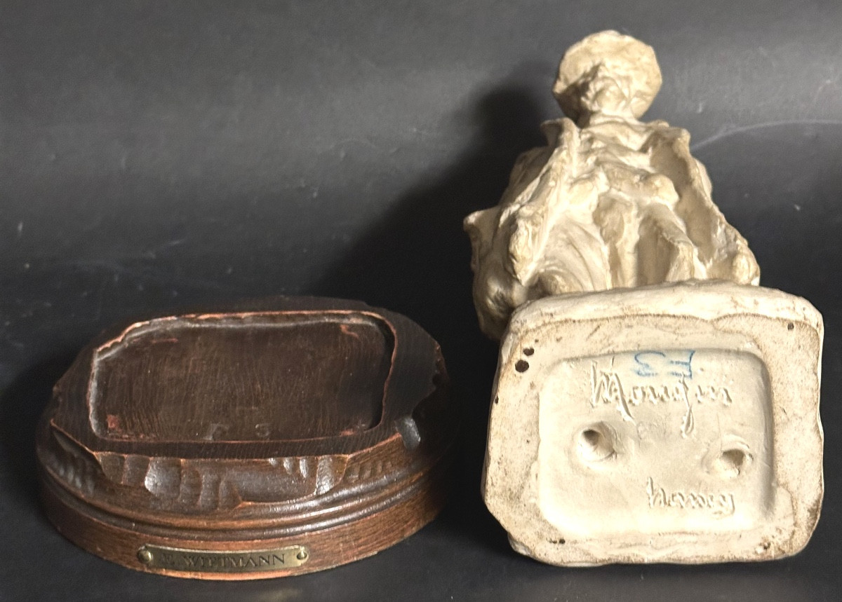 Ernest Wittmann For Mougin Nancy Stoneware On Sculpted Base 1910 Walking Man /1-photo-1