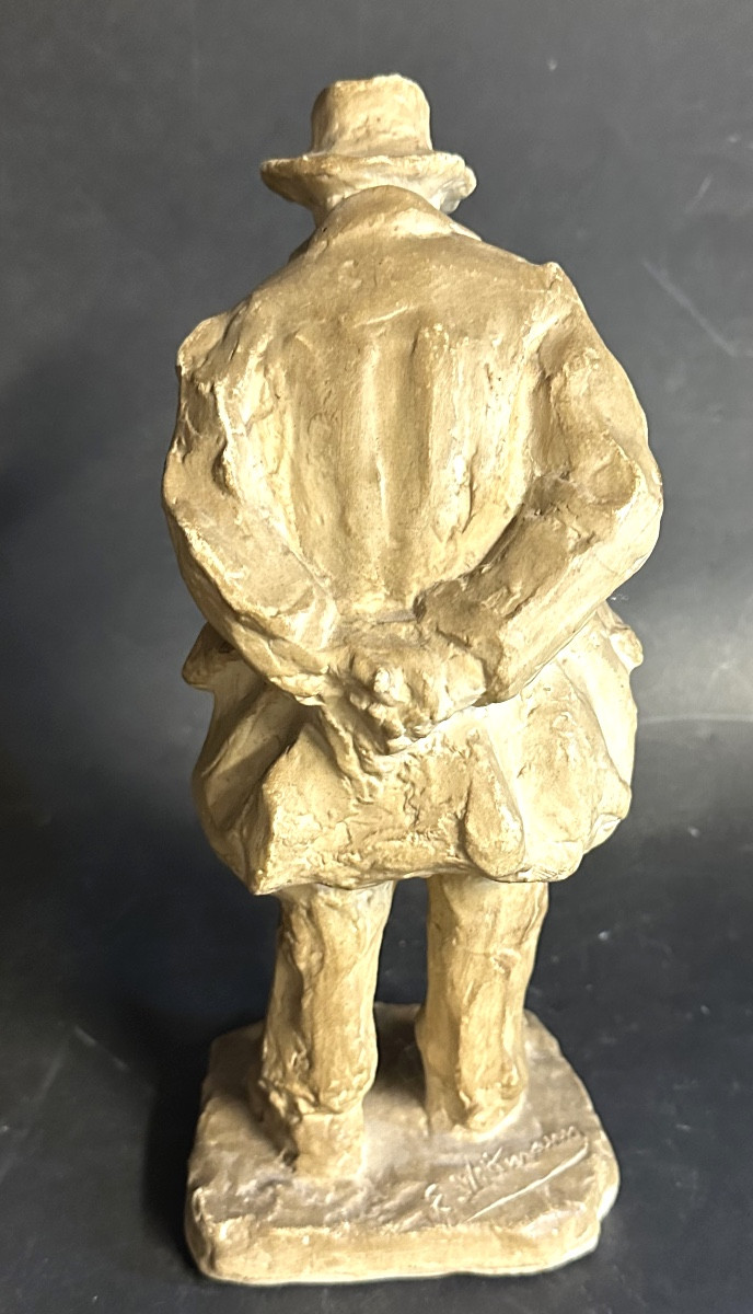 Ernest Wittmann For Mougin Nancy Stoneware On Sculpted Base 1910 Walking Man /1-photo-3