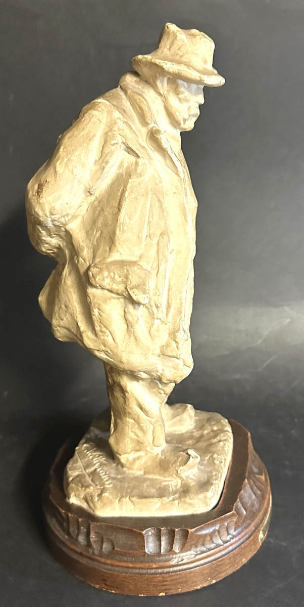 Ernest Wittmann For Mougin Nancy Stoneware On Sculpted Base 1910 Walking Man /1-photo-4