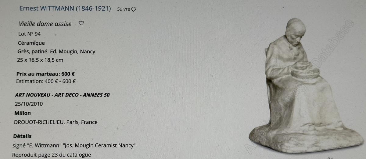 Ernest Wittmann For Mougin Nancy Stoneware On Sculpted Base 1910 Walking Man /1-photo-8