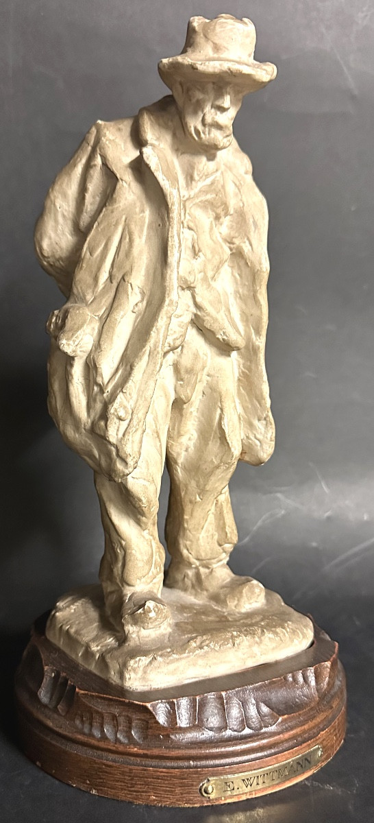 Ernest Wittmann For Mougin Nancy Stoneware On Sculpted Base 1910 Walking Man /1