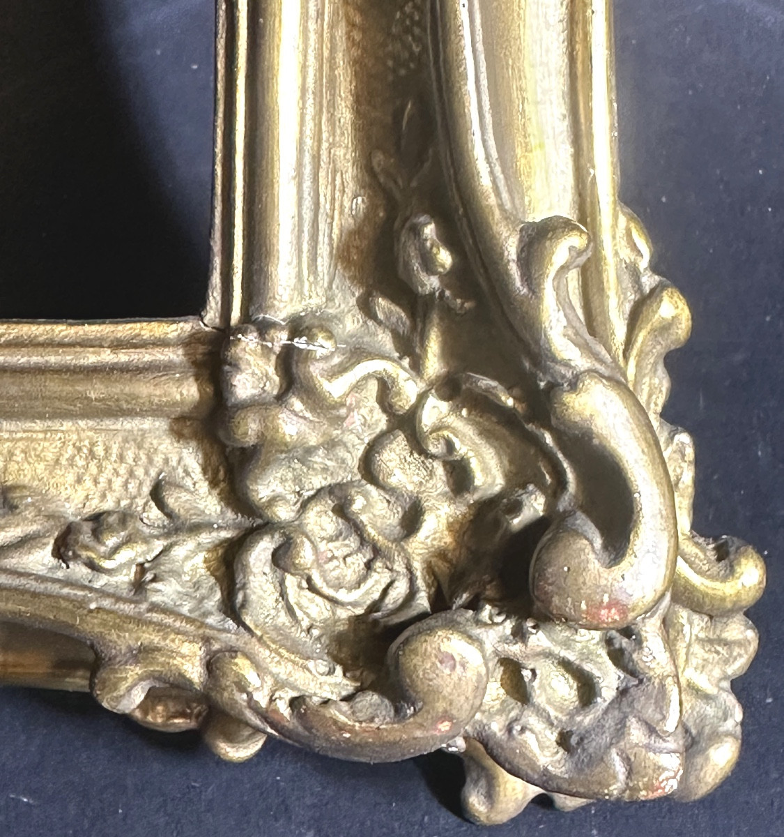 Antique Late 19th Century Gilded Stucco Picture Frame 42x32cm-photo-2