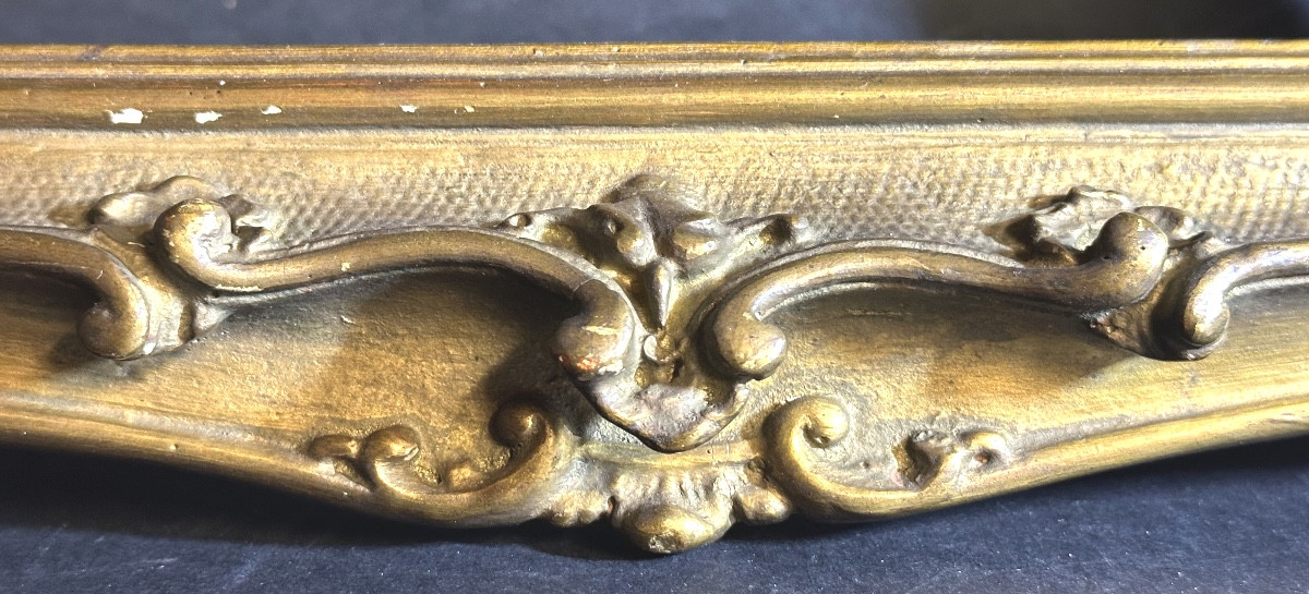 Antique Late 19th Century Gilded Stucco Picture Frame 42x32cm-photo-3