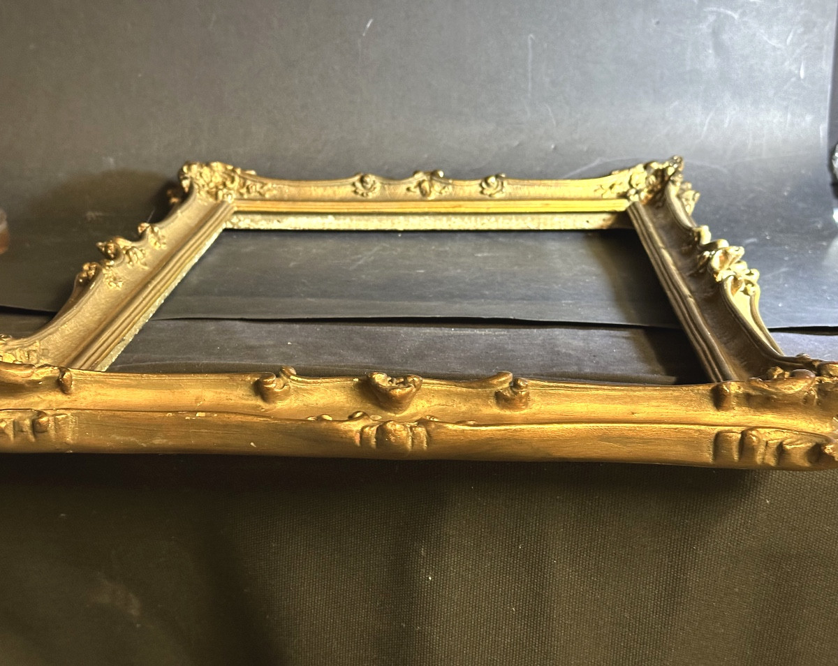 Antique Late 19th Century Gilded Stucco Picture Frame 42x32cm-photo-4