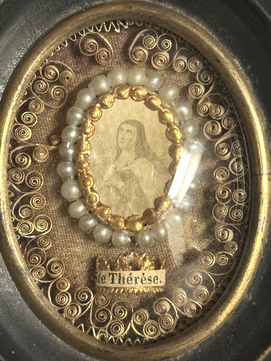 Reliquaire Paperolles St Thérèse à Reliques Religieuses XIXe Sainte-photo-2