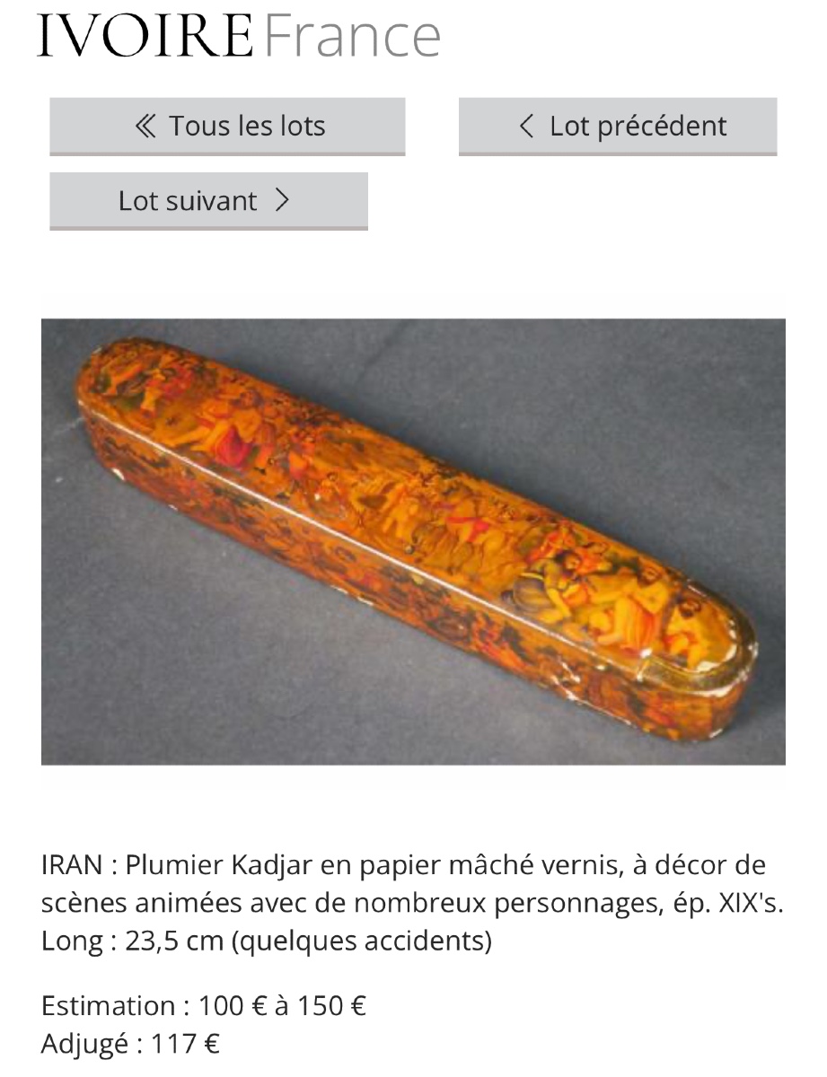 Plumier Qajar XIXe en papier mâché Qalamdan persan Kadjar oiseaux et fleurs-photo-6