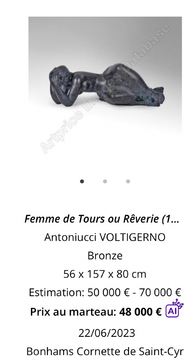 Volti 1915-1989 Reverie Bronze With Green-brown Patina 36 Cm-photo-5