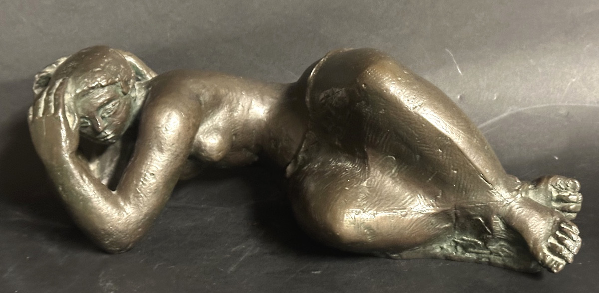 Volti 1915-1989 Reverie Bronze With Green-brown Patina 36 Cm